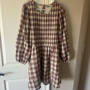 American Eagle Outfitters Red and Cream Plaid Dress